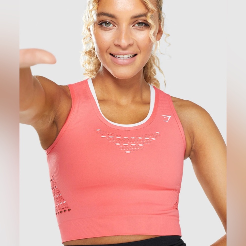 Gymshark Energy Seamless Crop Top Polka Pink